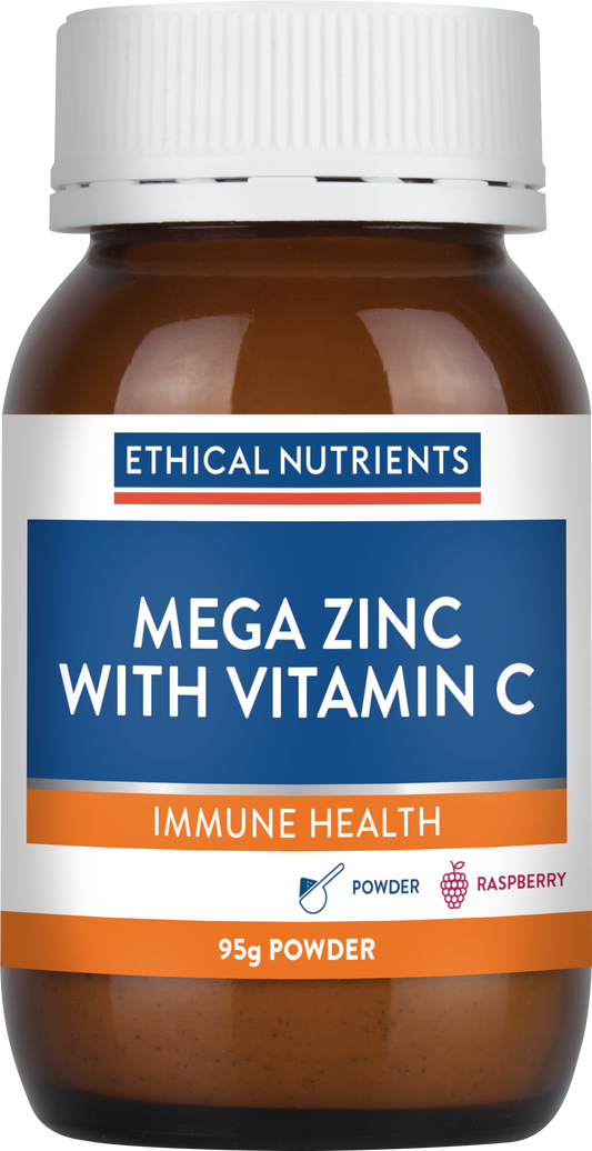 Mega Zinc 40mg with Vitamin C Raspberry 95g Powder