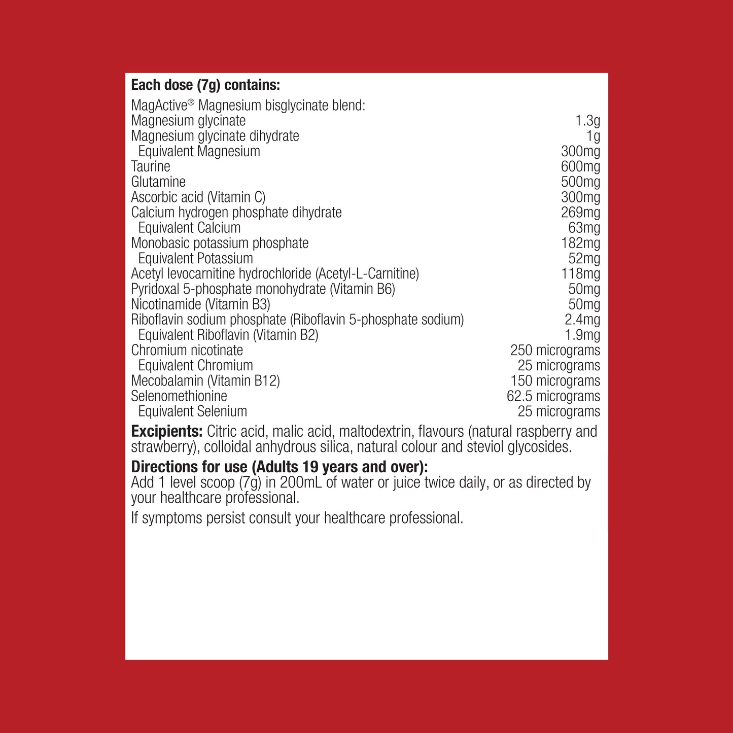 MagActive Muscle Raspberry 210g Powder