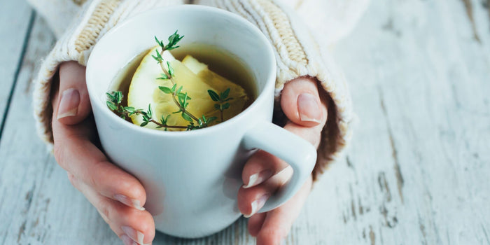 hands holding natural green tea