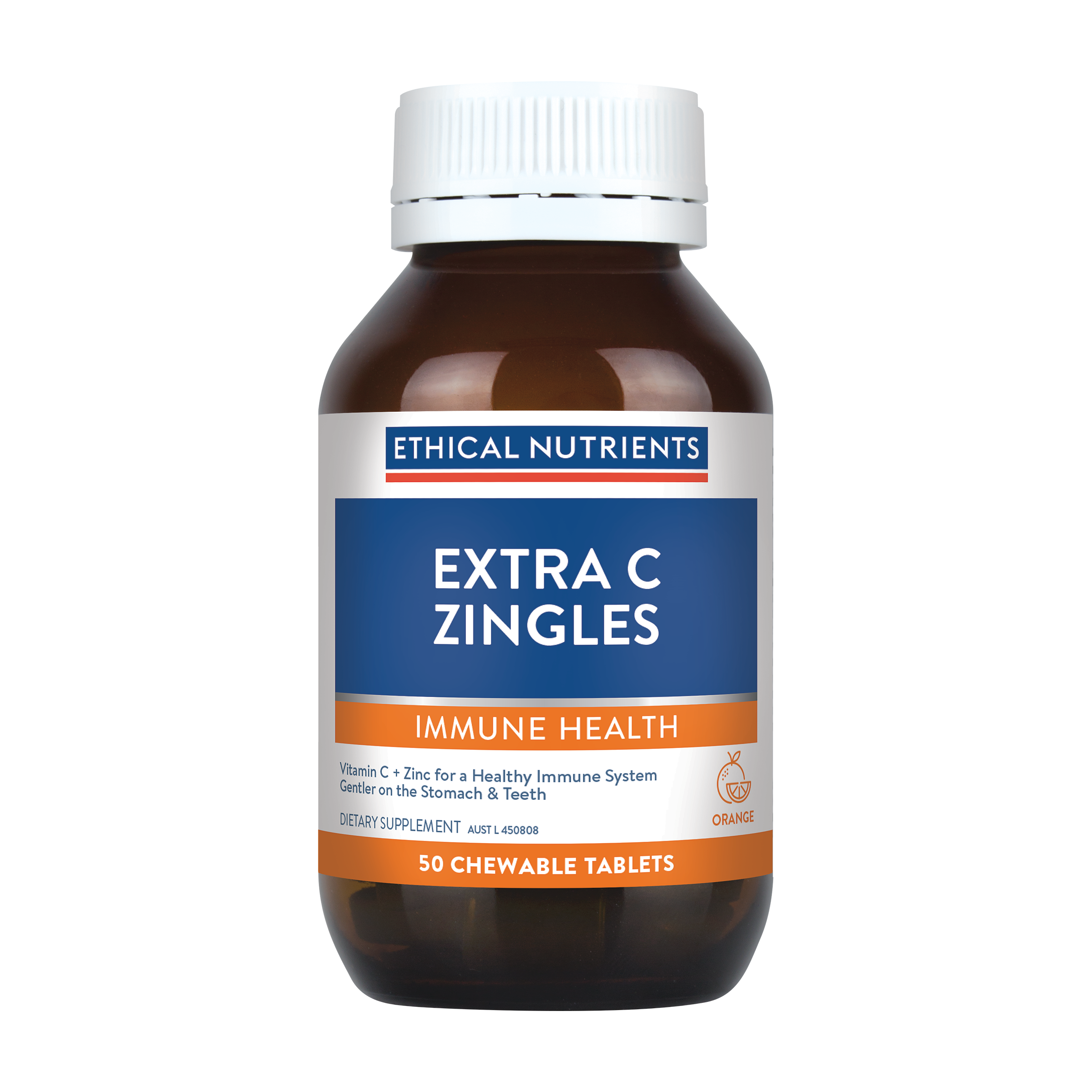 Ethical Nutrients Extra C Zingles Orange 50 Chewable Tablets