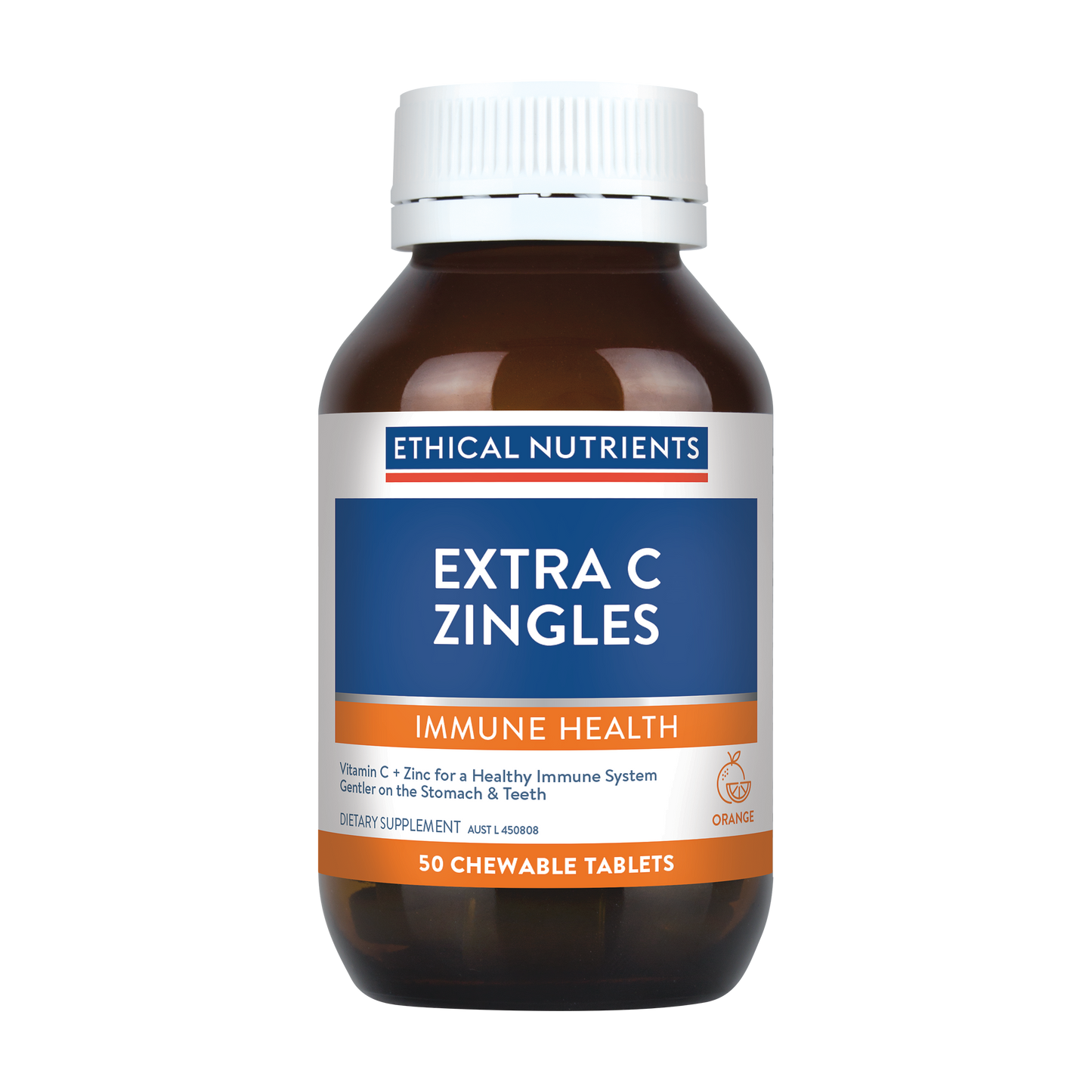 Ethical Nutrients Extra C Zingles Orange 50 Chewable Tablets