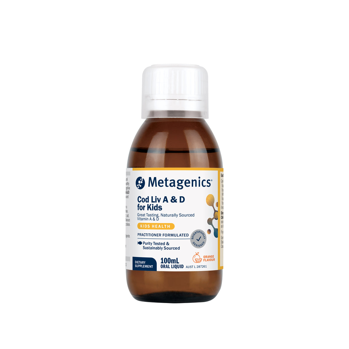 Cod's Liquid Metagenics Cod Liv A & D for Kids 100ml Liquid for Immune Function