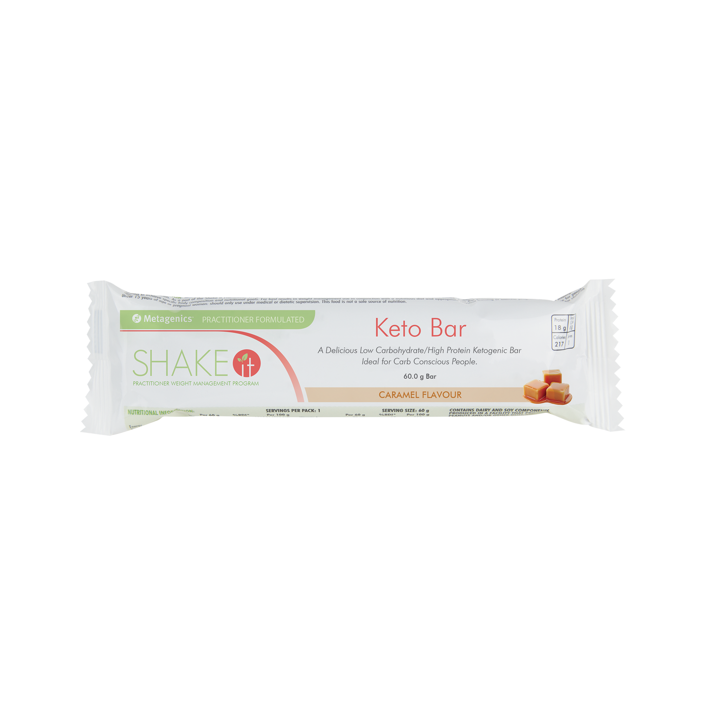 Shake It Keto Bar Caramel 60g Bar 10 Pack