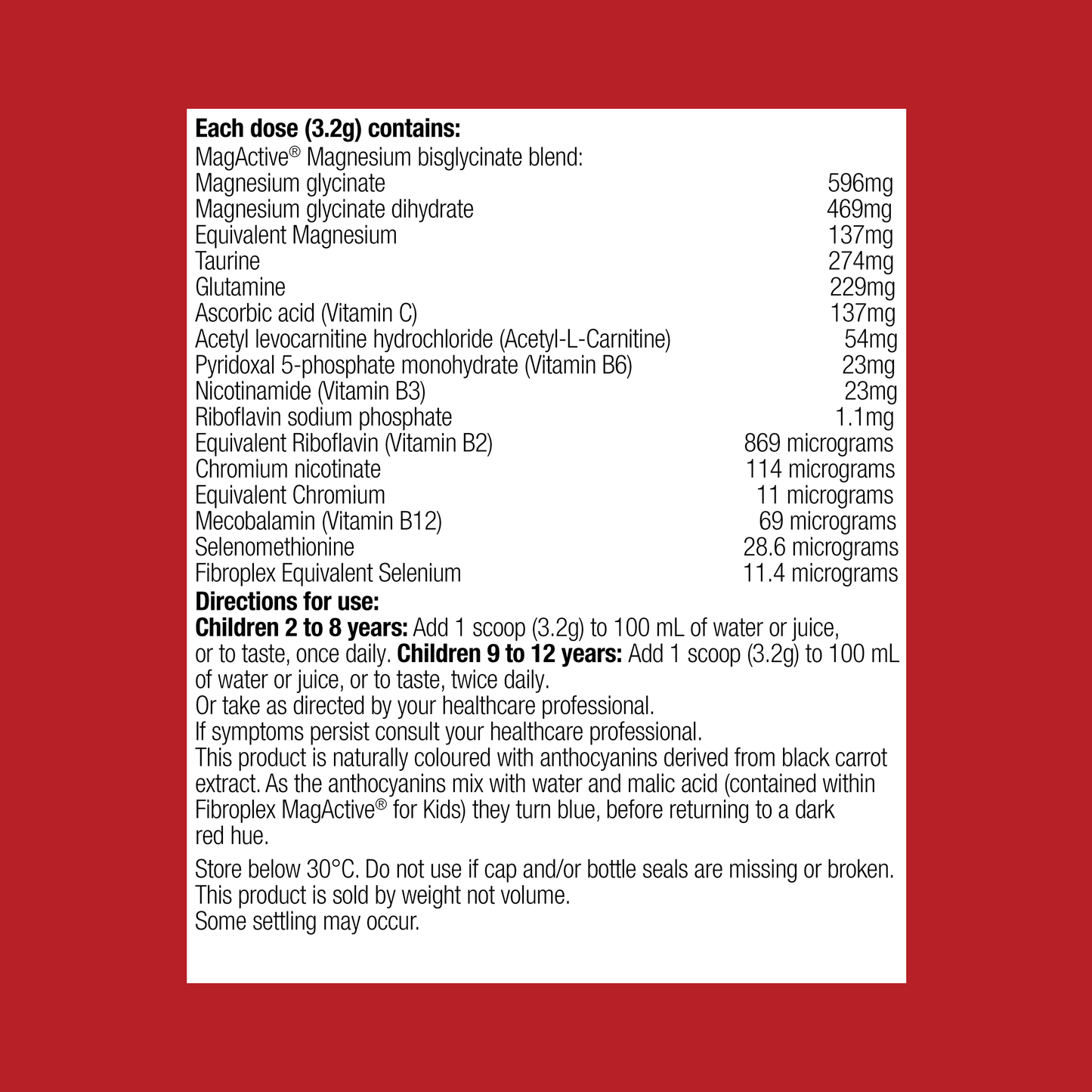 Fibroplex MagActive for Kids Raspberry 120g Powder