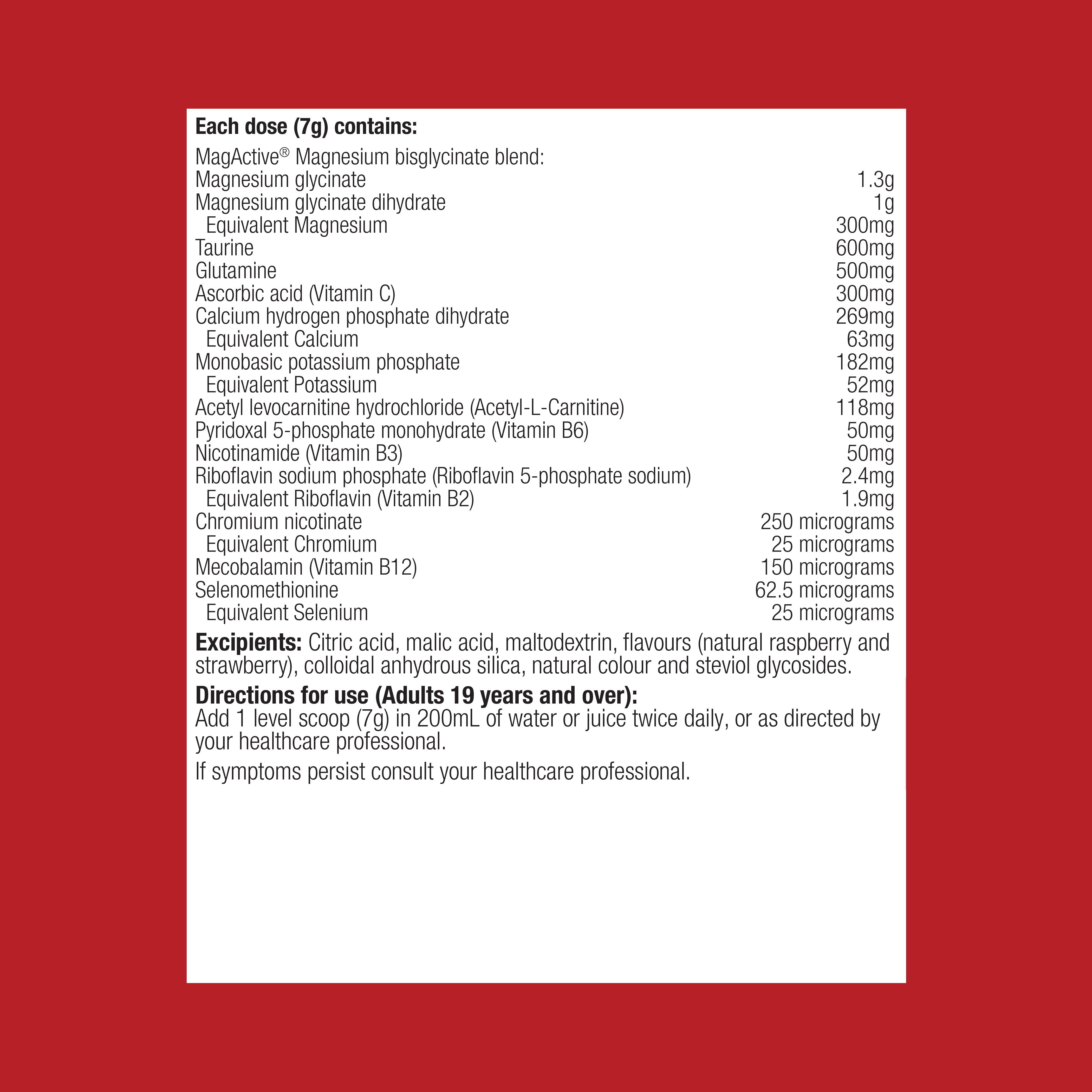 Metagenics MagActive Muscle Raspberry 210g Powder